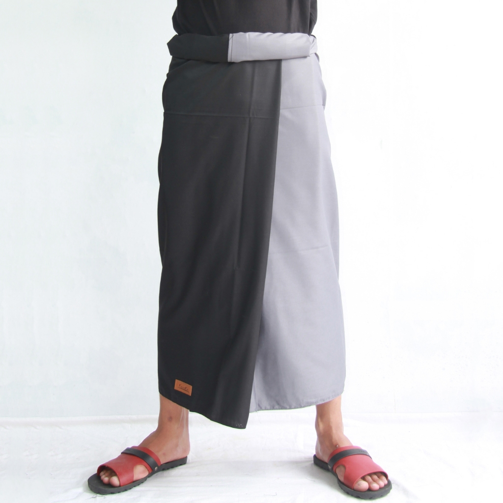 Sultan Doco - Sarung Pria Premium Original Motif Kombinasi Warna Luxury Modern Kain Hitam Putih Abu