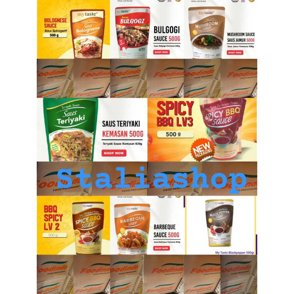 

(PAKET 1 DUS)10KG MY TASTE ALL VARIAN Saus LadaHitam 500gr | Saus Berbeque 500gr | Saus Bbq Lvl2 500gr | Saus Bbq Lvl3 500gr| Saus Mushroom 500gr | Saus Bulgogi 500gr | Saus Bolognaese 500gr | Saus Teriyaki 500gr