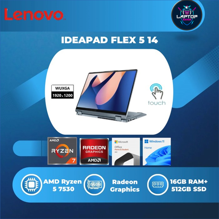LENOVO IDEAPAD FLEX 5 14 TOUCH RYZEN 5 5500U 8GB 512GB W11+OHS 14.0WUXGA PEN 2Y+ADP 2IN1 GRY -HNID