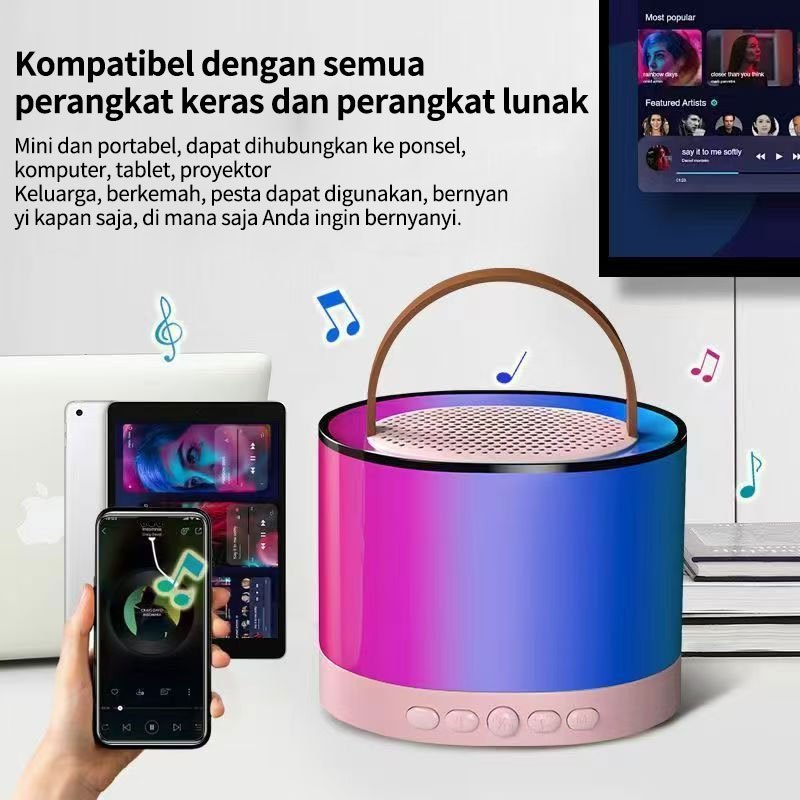 New Product K52 Speaker Bluetooth Karaoke Mini Speaker Microphone Karaoke Premium Set Speaker