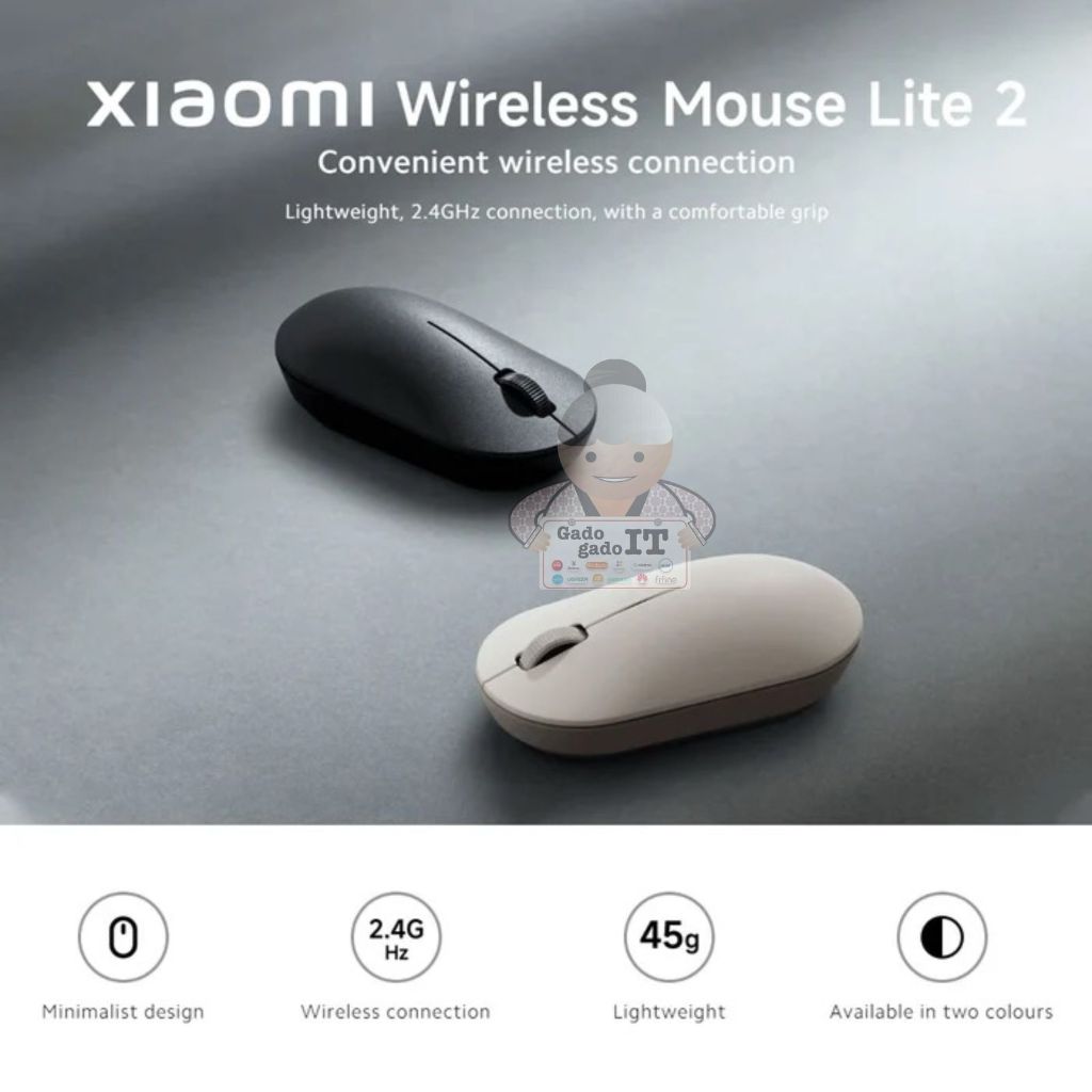 Wireless Optical Mouse XIAOMI Lite 2 Mi Mouse Wireless ORIGINAL & GARANSI