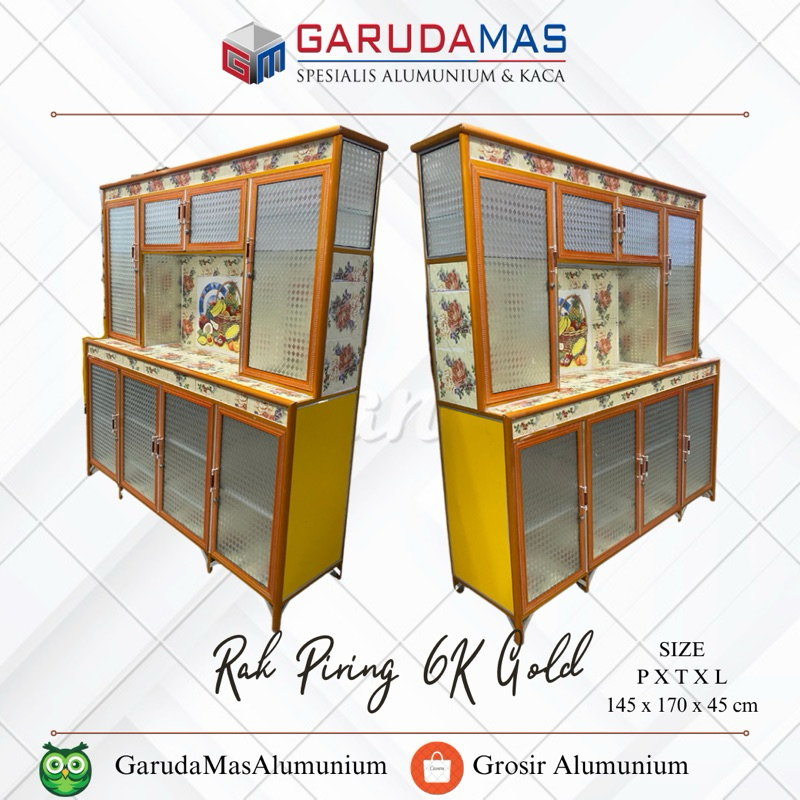 RAK PIRING 6 KERAMIK 4 PINTU ALUMUNIUM MURAH PALEMBANG