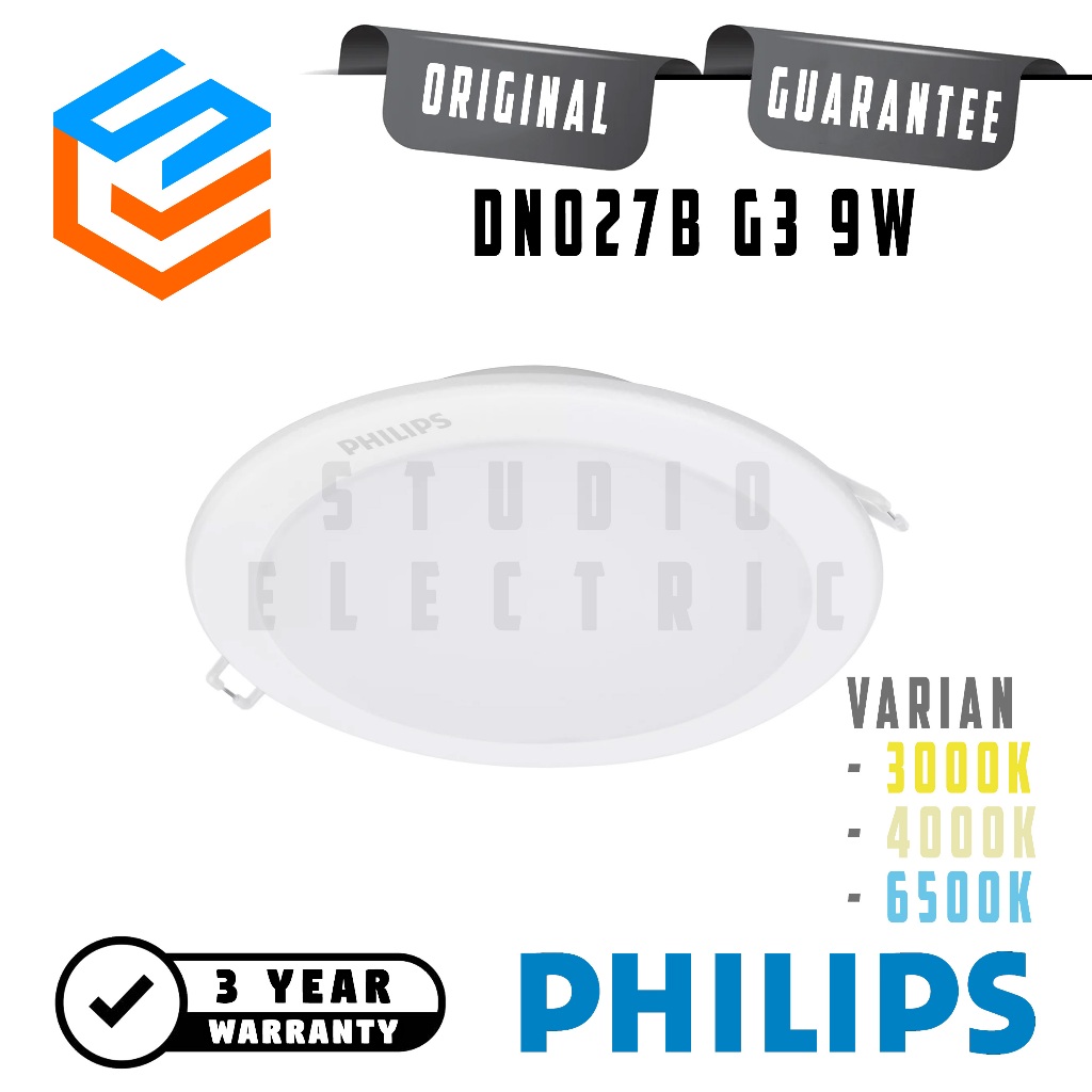 Philips DN027B G3 Lampu Downlight Inbow 9W LED9 Bulat D125 - 9 W 9 Watt 9Watt