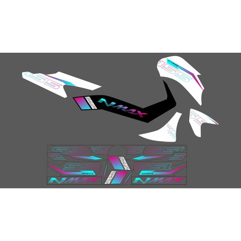 STRIPING STICKER YAMAHA NMAX 155 NEW TRANSPARAN RAINBOW VERSION