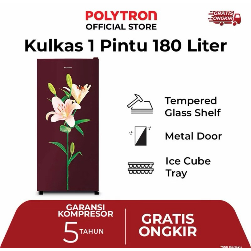 KULKAS 1 PINTU POLYTRON (PRB-187LB) KHUSUS BINJAI