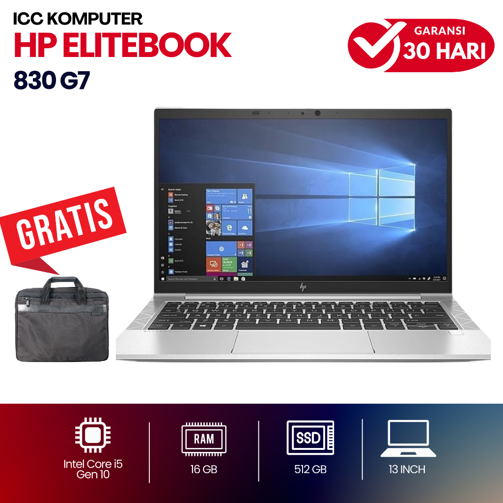 HP Elitebook 830 G7 Core i5 Gen 10 Ram 16GB SSD 512GB - Laptop 13" Tipis - Second Murah Bergaransi
