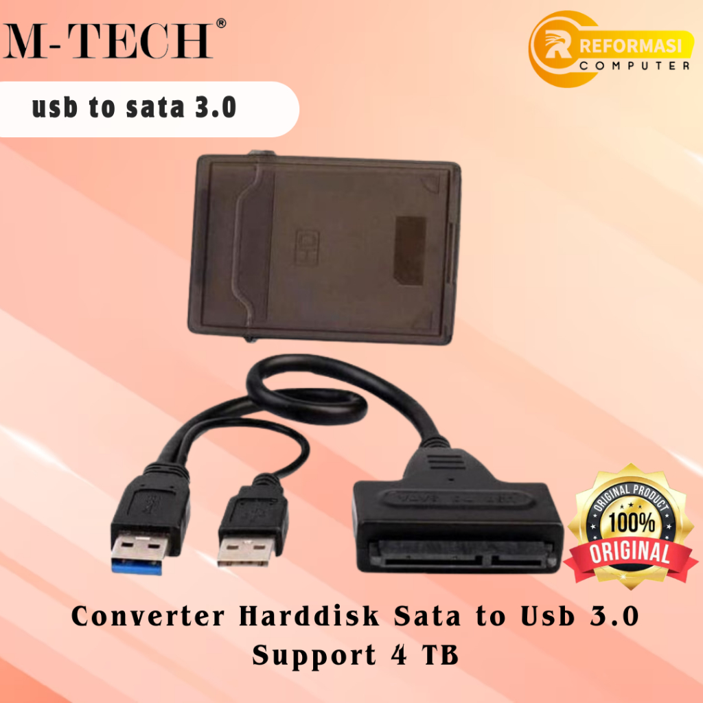 M-TECH Converter Harddisk Sata to Usb 3.0 Support 4 TB Free Box Plastik