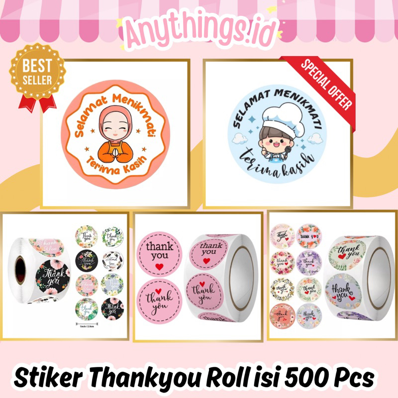 

Stiker Thankyou isi 500 Pcs / Roll | Stiker Selamat Menikmati | Stiker Makanan | Stiker Thankyou Roll