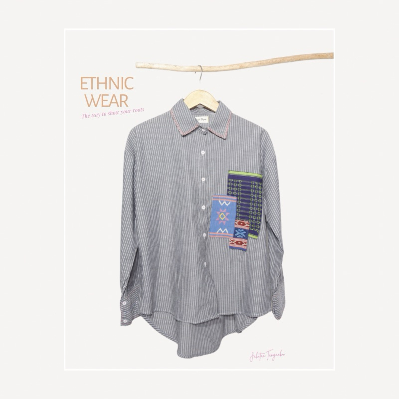 kemeja patchwork wanita ethnic tenun sulam sashiko J