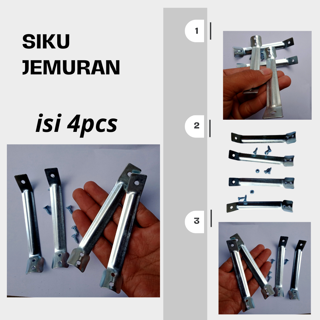Siku jemuran baju lipat/breket jemuran isi 4pcs free skrup