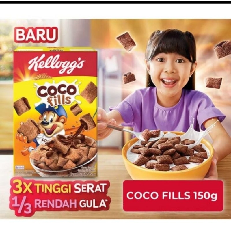 

Kellogg's Coco Fills 150g. Tinggi serat rendah gula. Kemasan Box