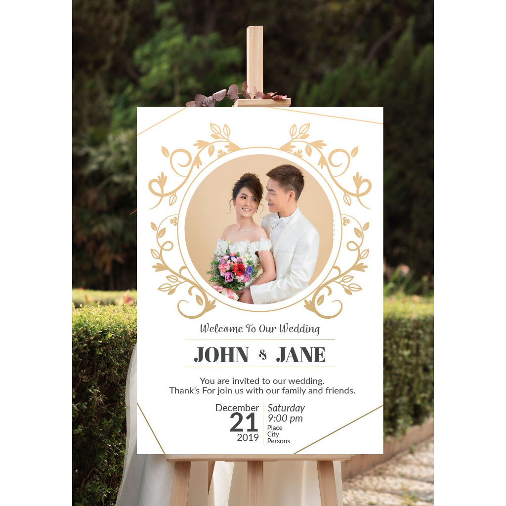Welcome sign Wedding dan Engament bisa ditambah foto | Papan Ucapan Graduation , Grand Opening, Birt