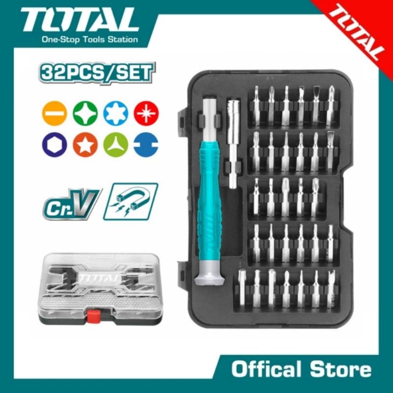 TOTAL set obeng presisi 32 pcs THT250PS0321 precision screwdriver set