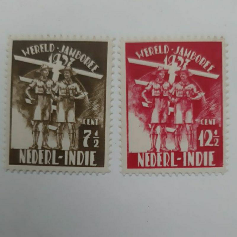 

Perangko Ned Indie Wereld Jambore 1937 set 2 prangko rare