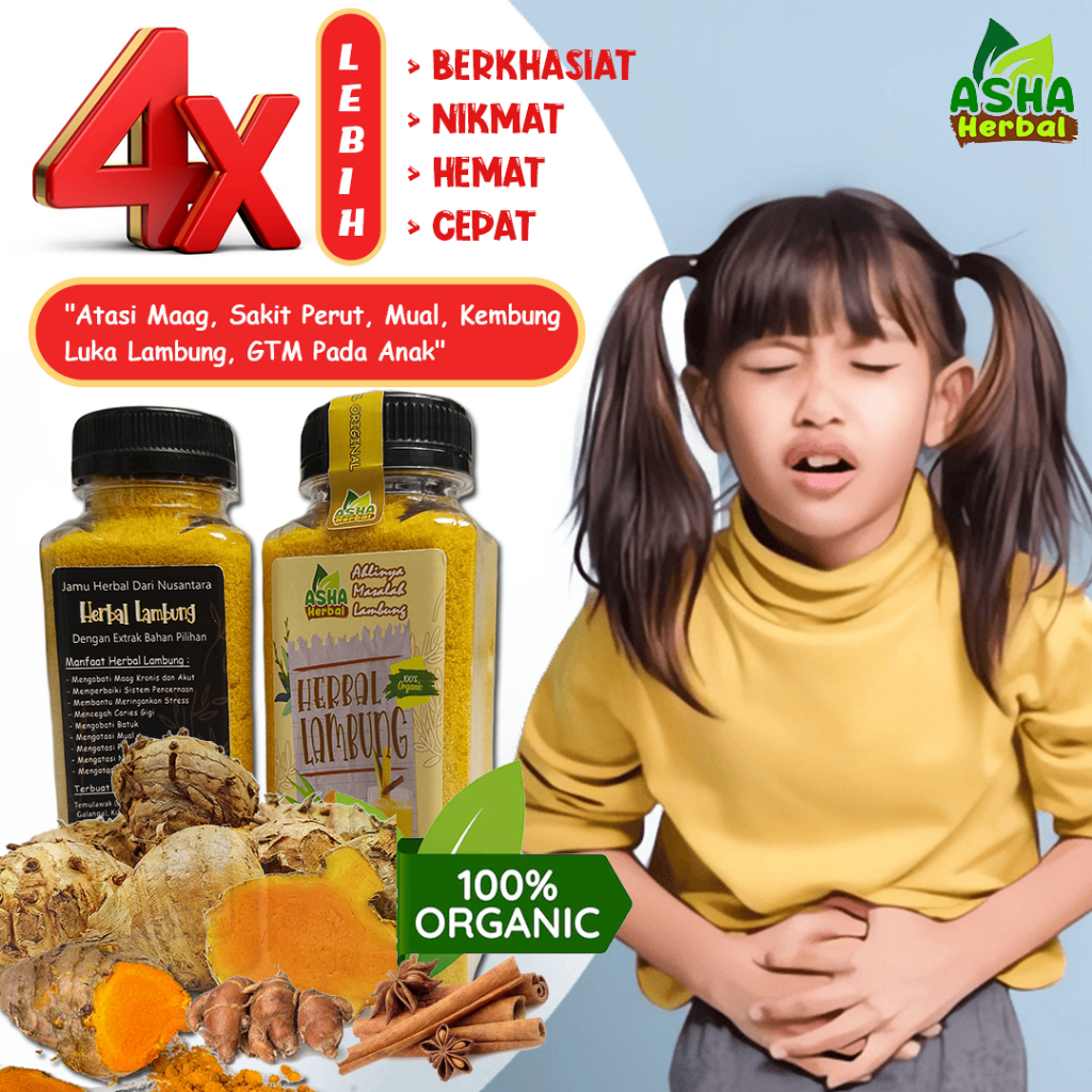 

Herbal Maag Anak Asam Lambung Biang Kunyit Bubuk Obat GERD Maag Kronis Alami Praktis Anak Suka