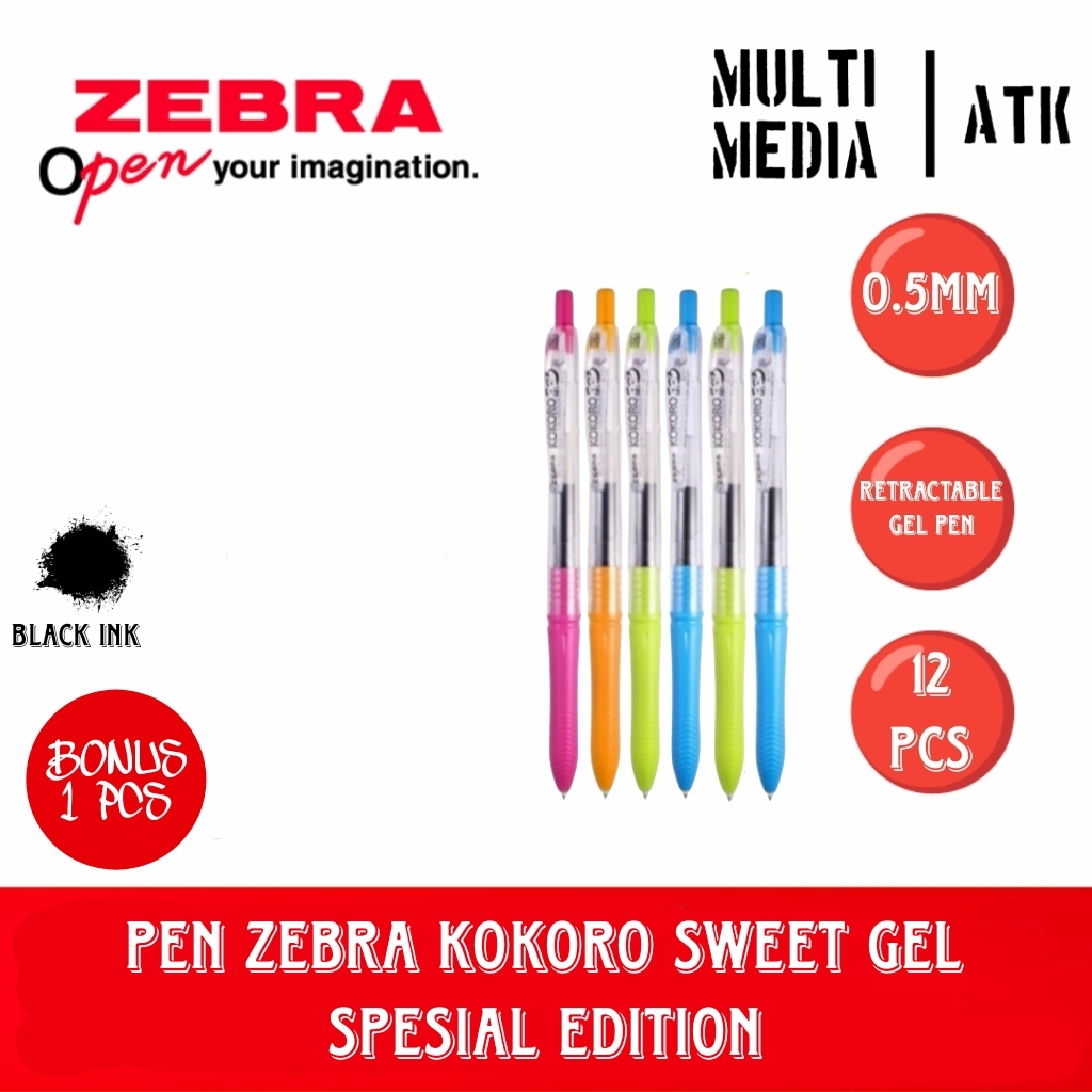

PEN ZEBRA KOKORO SWEET GEL 0.5 12 PCS + FREE 1 PCS
