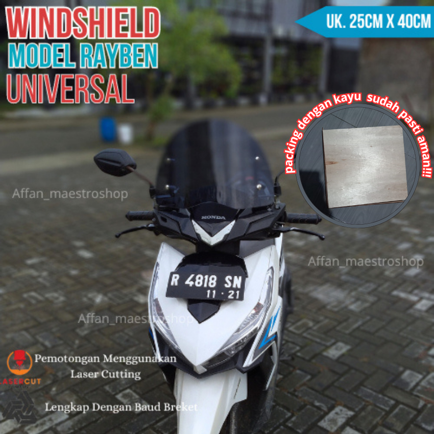 Windshield Ukuran 25cm x 40cm Rayben Hitam Transparan Windsield Beat Windshield Windshield Universal