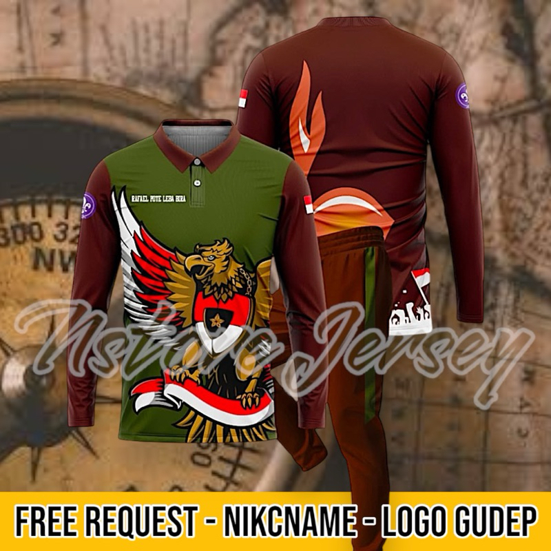 Jersey Setelan Pramuka Indonesia Satu Set Celana Trining Full Printing Free Custom Desain
