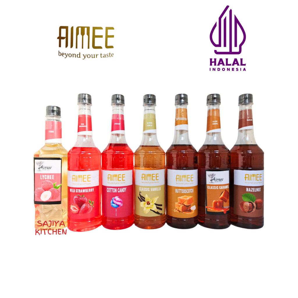 

AIMEE Premium Syrup For Coffe & Tea 750 ml Halal Aneka Varian Rasa Hazelnut, Caramel, Lychee, Vanilla