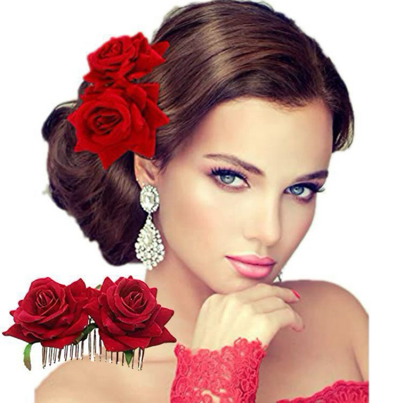 SIRKAM RAMBUT BRIDAL HAIRPIN HIASAN RAMBUT SANGGUL SIRKAM BUNGA MAWAR