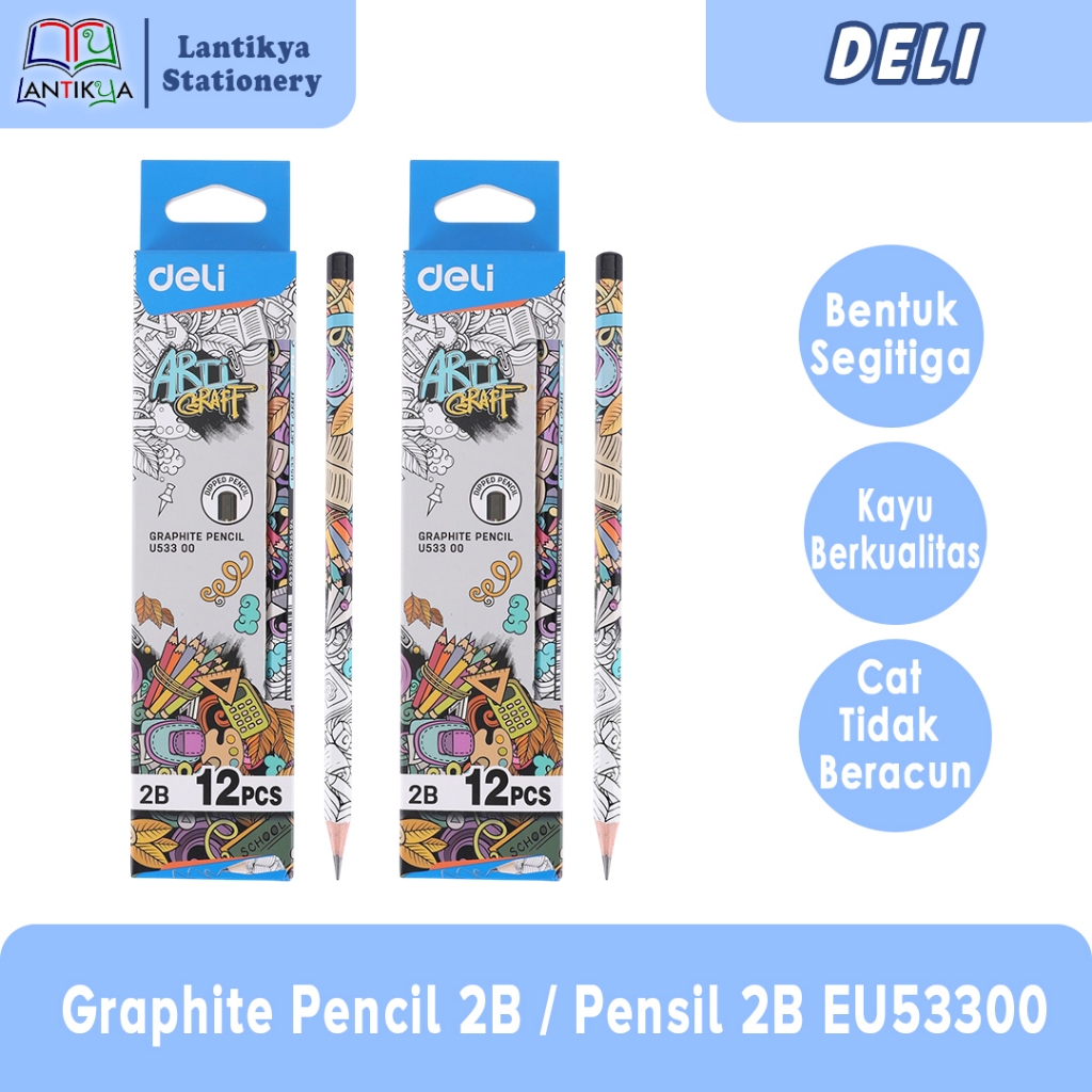 

DELI Graphite Pencil 2B / Pensil 2B U 53300