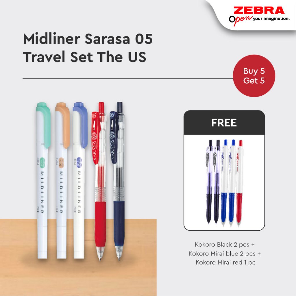 

ZEBRA Journal Set Sarasa Clip Mildliner Pulpen Gel 0.5mm Highlighter Gel Pen Stabilo Dua Sisi