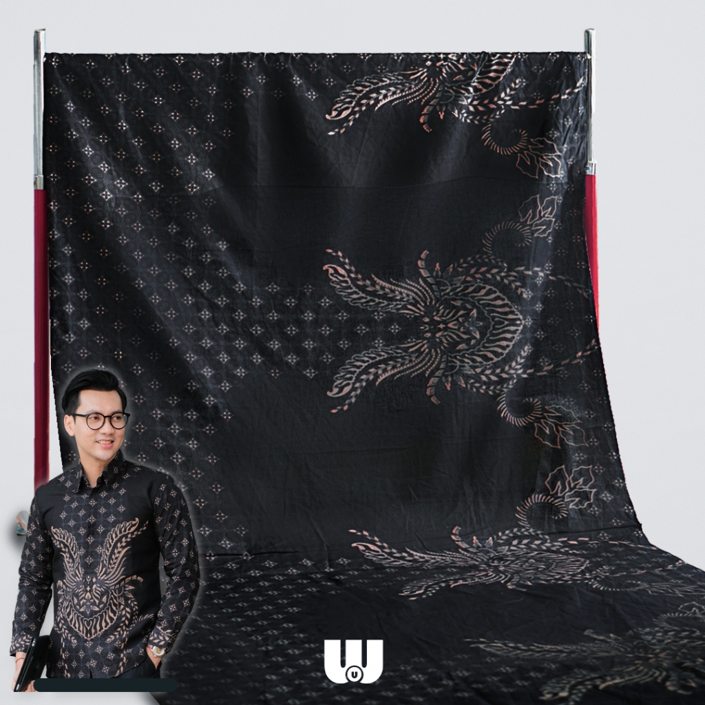 Woubatik Official- Kain Batik Solo Modern Premium Primavera Hitam Bahan Meteran Katun Motif Hitam Ge