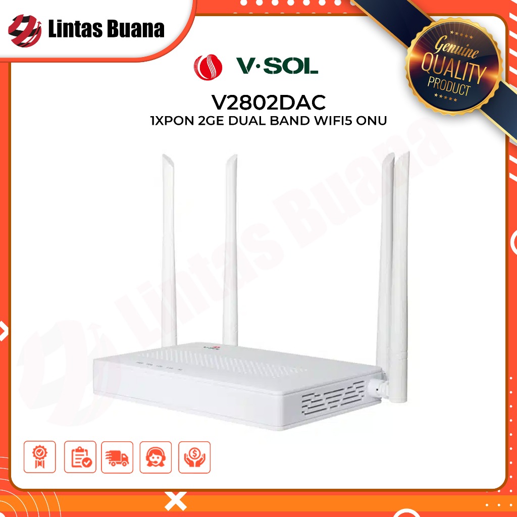VSOL Xpon ONU V2802DAC 1XPON 2GE DUAL BAND WIFI5 ONU