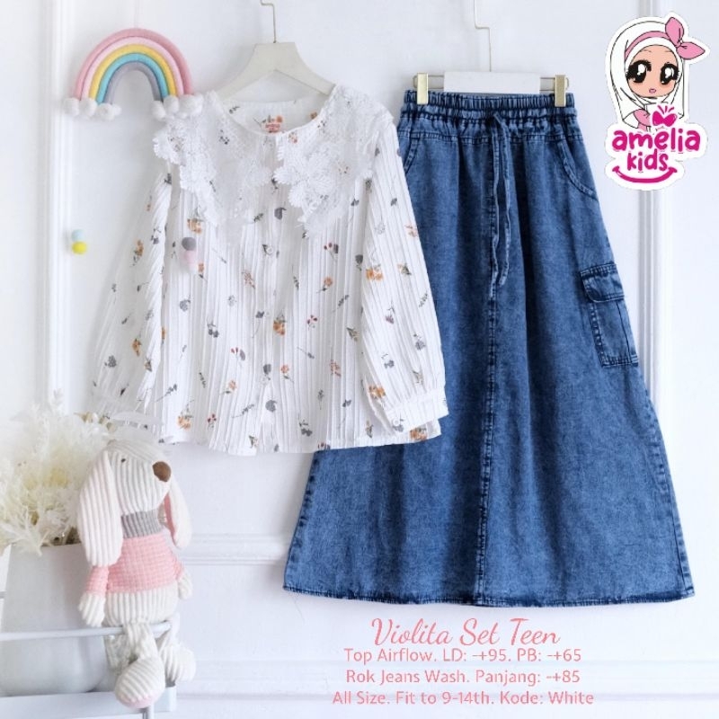 oneset anak usia 8-12tahun Violita set kids ORI Amelia kids bisa COD