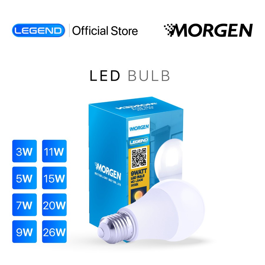 MORGEN LED Bulb Legend 3W 5W 7W 9W 11W 15W 20W 26W E27 PUTIH 6500K KUNING 3000K GARANSI 1 TH