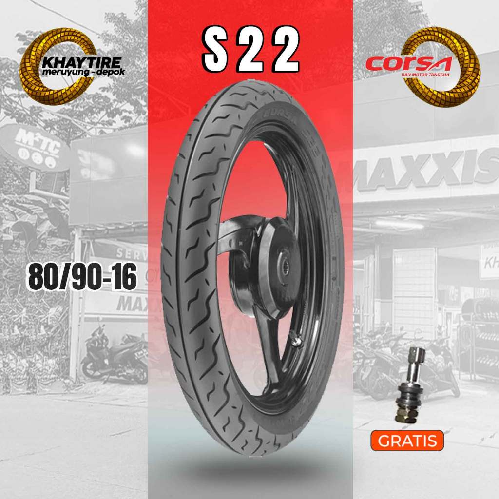 Ban Motor SKYWAVE - HAYATE - NOUVO CORSA S22 80/90 Ring 16 Tubeless