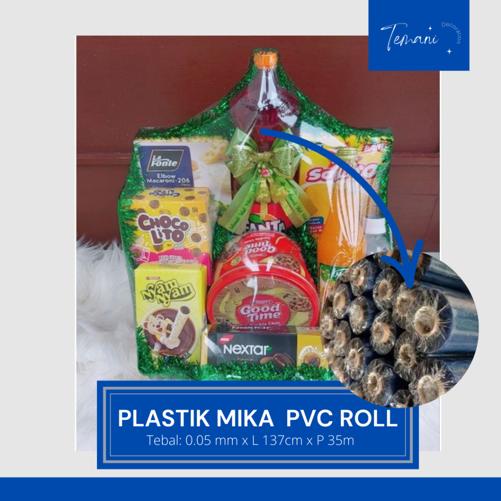

Plastik mika bening lemas 0.05mm x 137 cm dijual per roll untuk Sampul Buku Bungkus Parcel Lebaran
