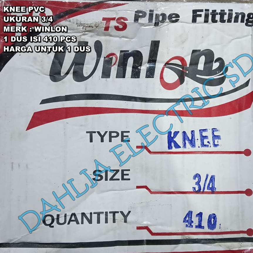 

KNEE PVC 3/4 INCH WINLON HARGA 1 DUS (410PCS)
