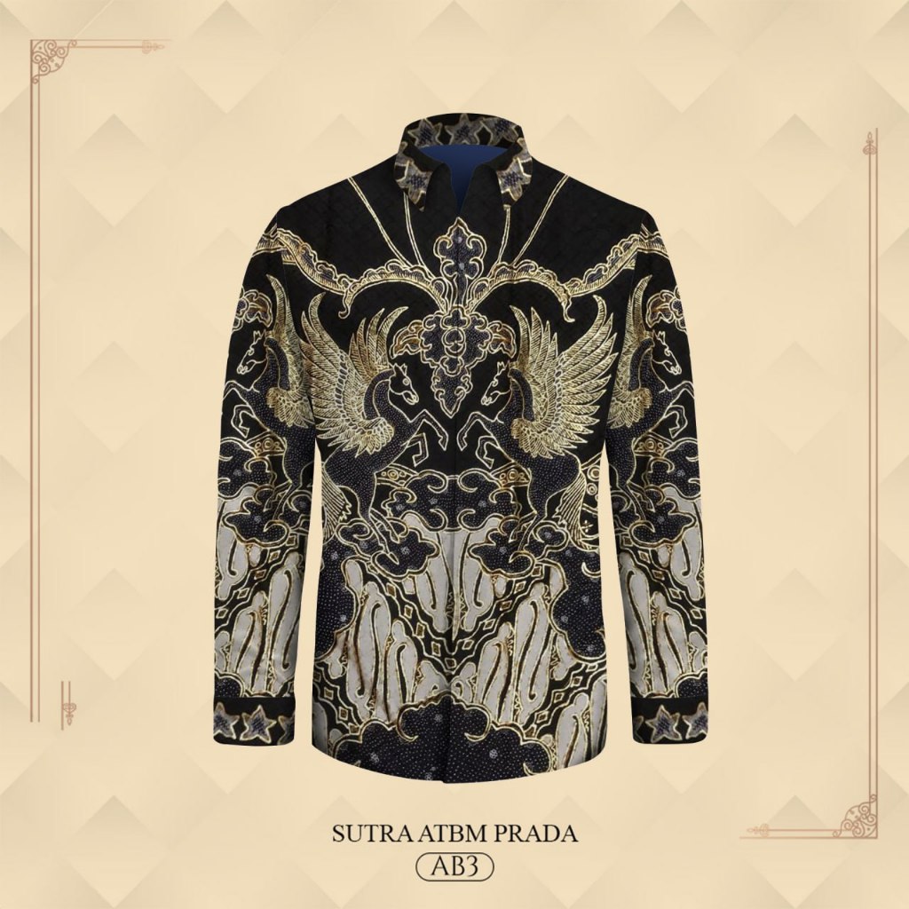 Kemeja batik prada pola bahan atbm sutera batik tulis prada exclusive baju lengan panjang pria