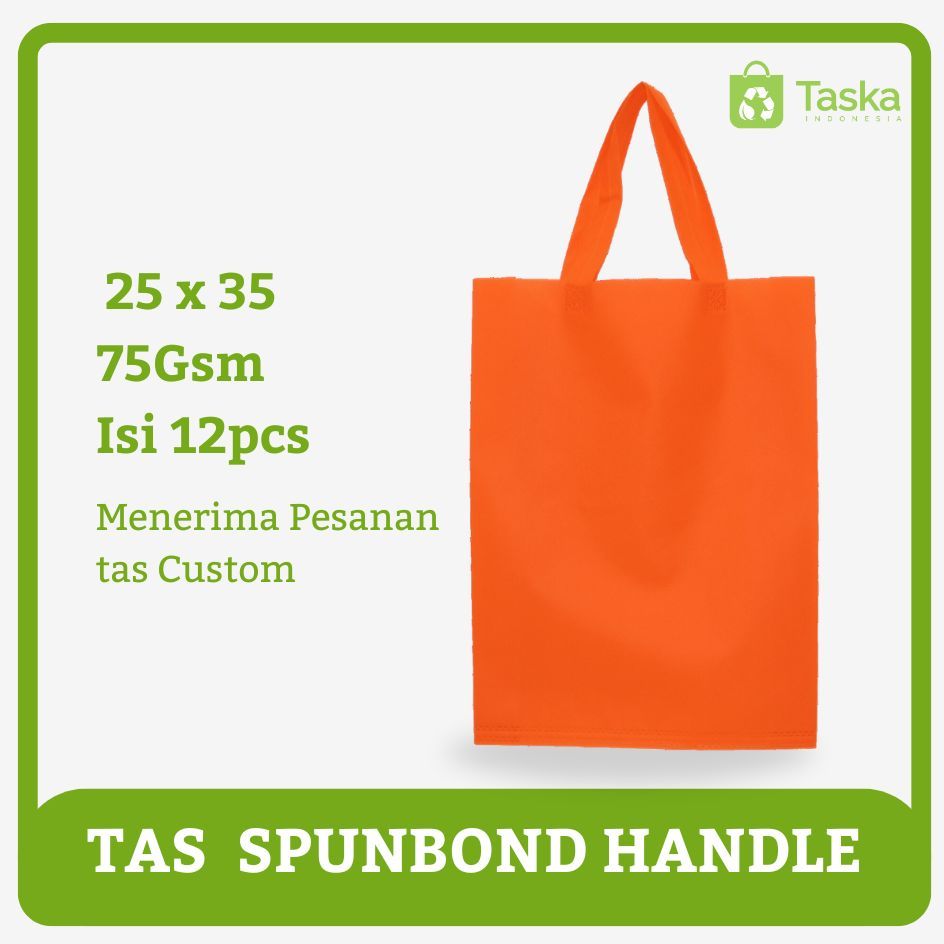 

TAS SPUNBOND HANDLE 25x35 LUSINAN WARNA ORANGE / Tas Belanja Murah / Kantong Belanja