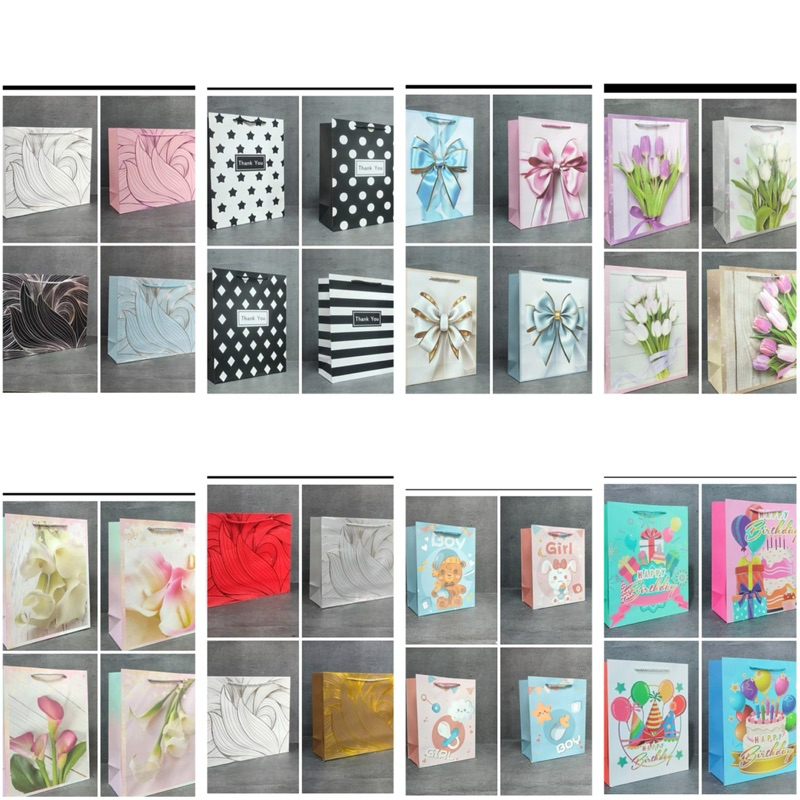 

PAPERBAG IMPORT TEBAL UKURAN S M L / PAPERBAG MOTIF RANDOM