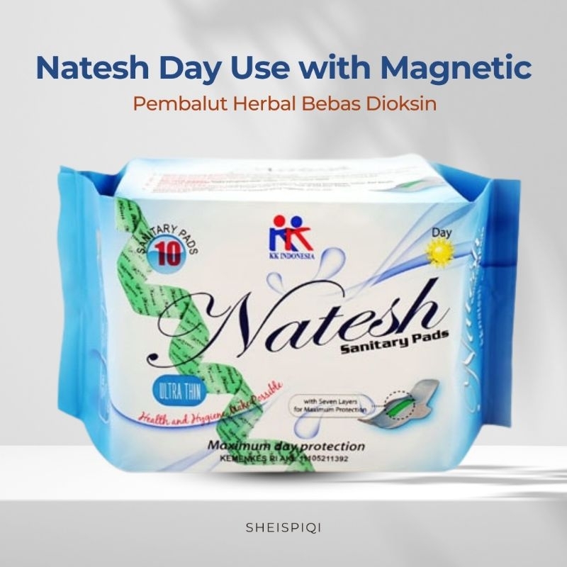 Pembalut Natesh Day Use with Magnetic | Pembalut Herbal Bebas Dioksin | Pembalut Siang | Pembalut Na