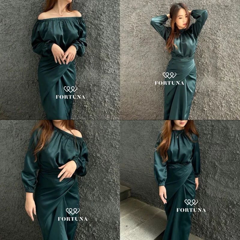 MAHALINI DRESS Bahan Satin Roberto - Gaun Semi Formal Elegant - Gamis Kondangan - Dress Bridesmaid -