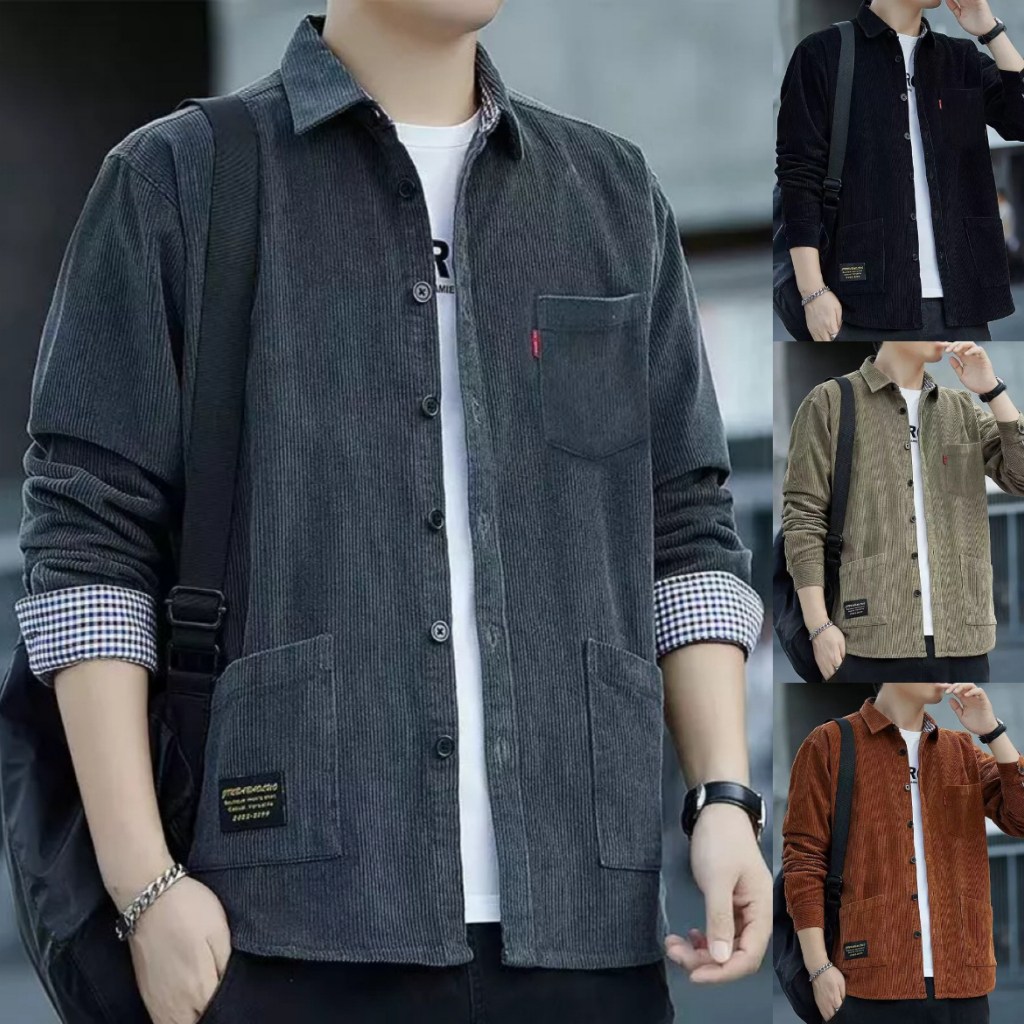 DEFATAH.ID - JAKET PRIA CORDUROY CASUAL KOREAN STYLE - KEMEJA JAKET COWOK TRENDY