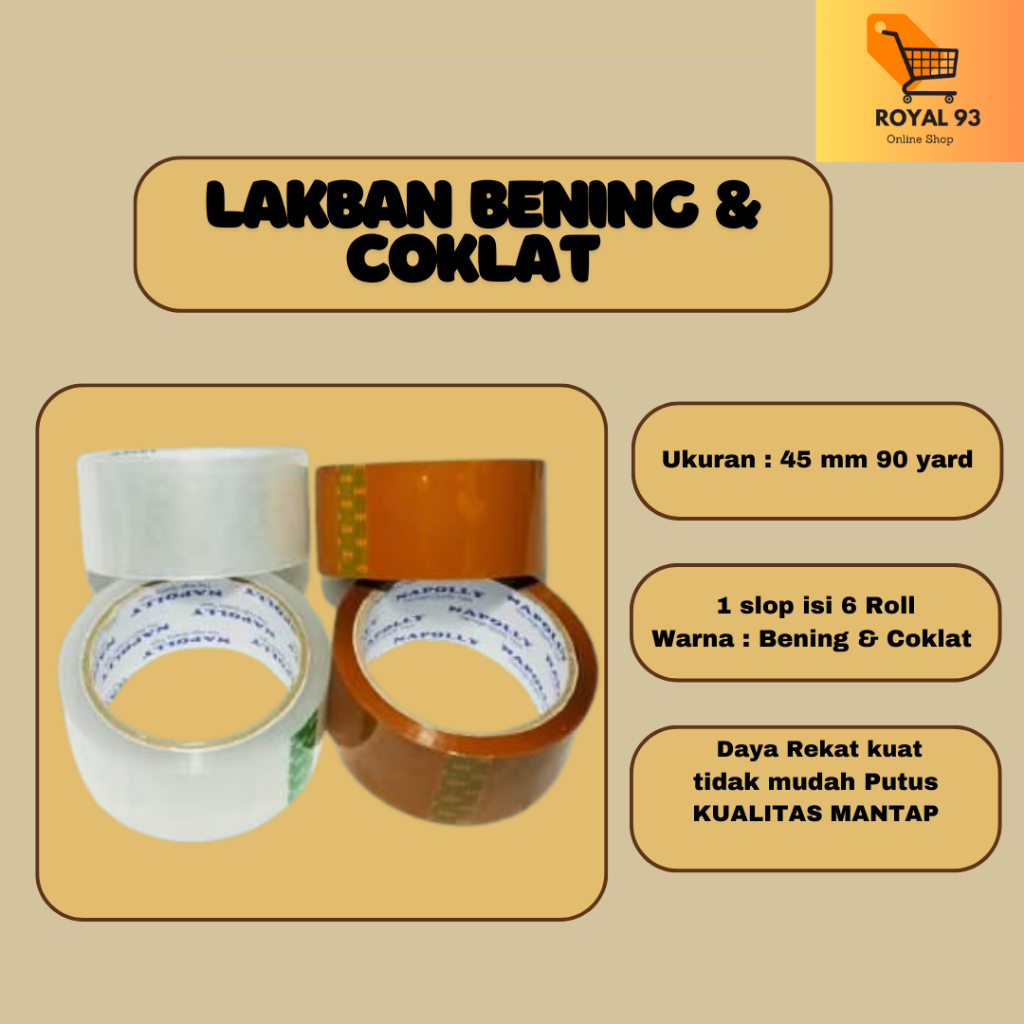 

LAKBAN BENING & COKLAT 45MM/90 Y HARGA MURAH