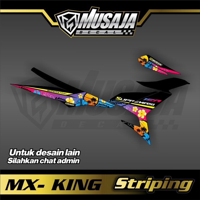 Striping transparan UV glossy mx king 150 custom pink kuning
