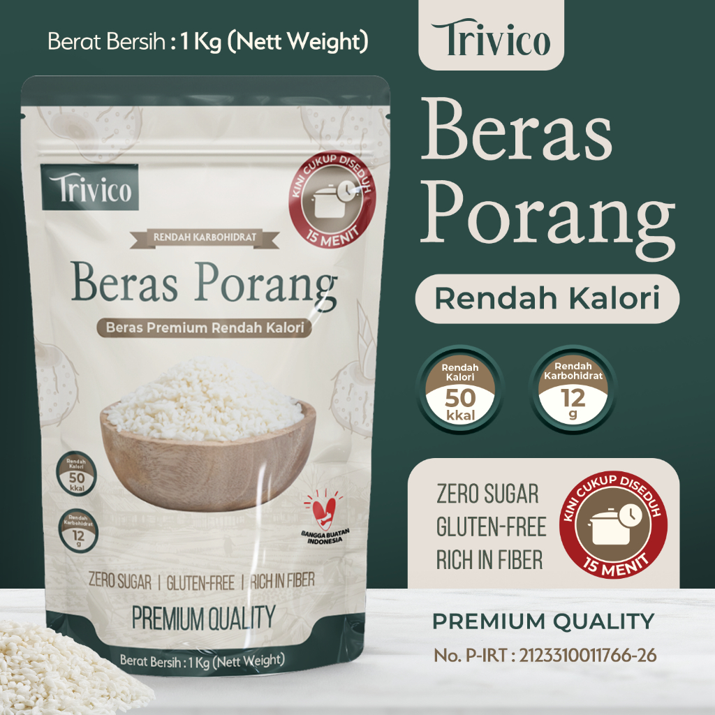 

Trivico Beras Porang Shirataki 1Kg - Rendah Kalori & Karbohidrat, Cocok Untuk Diet