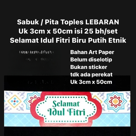 

satu paket sabuk kertas toples kue kering lebaran motif idul fitri pita toples bahan art paper size 3x50 cm