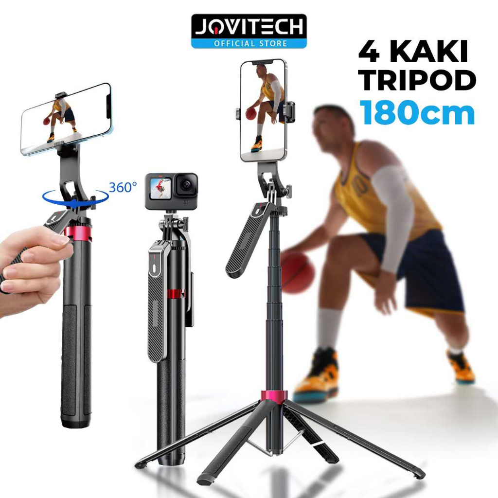 Jovitech TR06 Tongsis Tripod Bluetooth Selfie Stick Remote Tripod HP 360 ° Rotation 180cm Dengan 1/4
