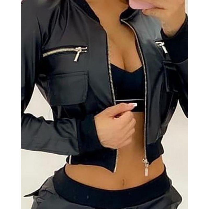 Zha_Leather ~ jaket kulit crop sleting depan/crop leather jacket