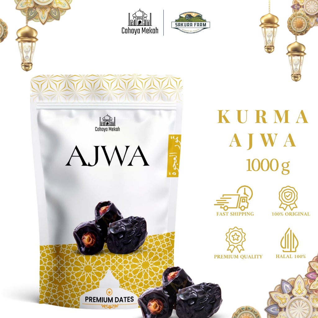 

Cahaya Mekah Kurma Ajwa Pouch Dates Nabi 1kg High Quality