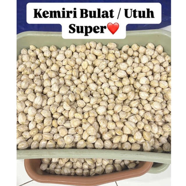 

Kemiri Kupas Bulat Utuh 250gr/ 500gr/ 1kg Super
