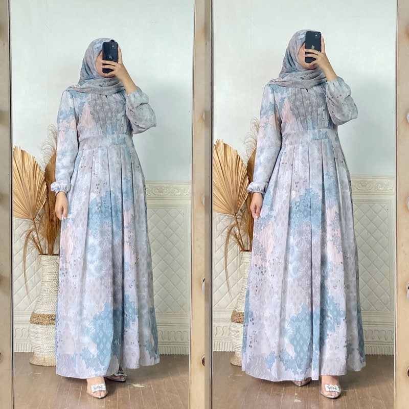 Odelia - Alisa Maxy / Maxy set jilbab /Ceruty Chifon / Gamis ceruty plisket premium