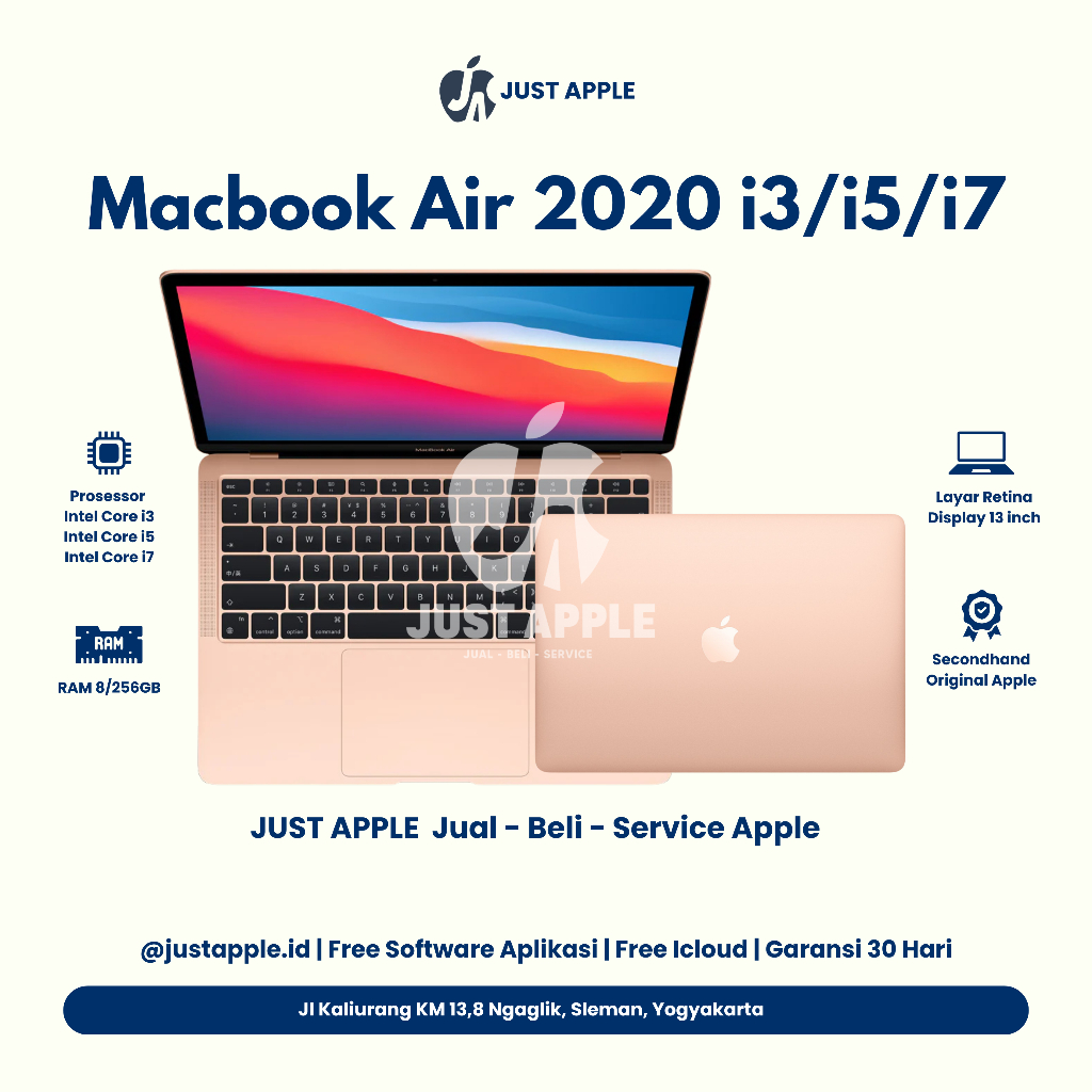 [ HARGA MURAH ] MACBOOK AIR RETINA 2020 i5 13 INCH RAM 32 GB INTERNAL SSD 512 GB SECOND FULLSET EX A