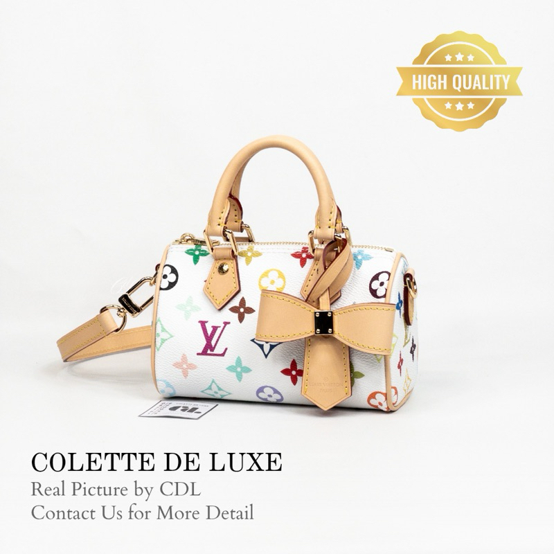 LV x TM Nano Speedy Monogram Coated Canvas Multicolore Blanc GHW